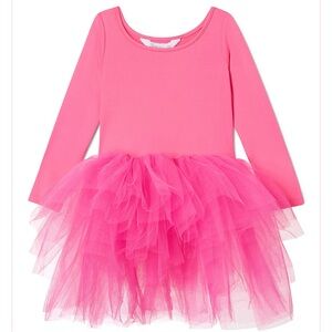 I Love Plum Pink Long Sleeve Tulle Dress